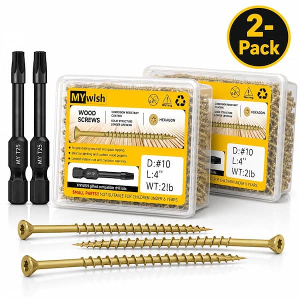 #10 x 4 in. Tan Star Flat-Head Wood Deck Screws (194-Piece)