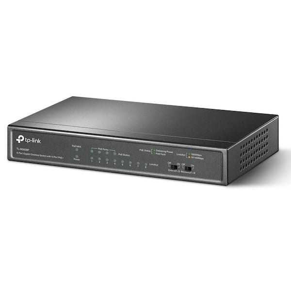 8-Port Gigabit PoE+ Switch, 4 PoE+ Ports Up to 64W, QoS, VLAN, IGMP and LAG, Fanless, PoE Auto Recovery