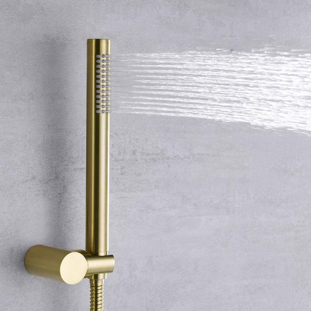 Brushed Gold Wall Mounted Rain Shower Faucet Set