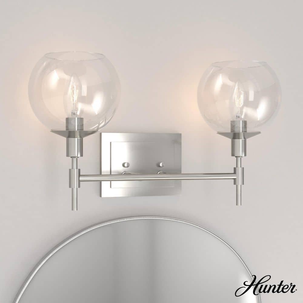 Xidane 18.25 in. 2-Light Brushed Nickel Vanity Light with Clear Glass Shades price history on PriceWatchPro