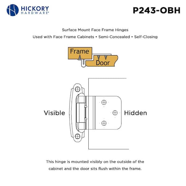 3/8 in. Oil Rubbed Bronze Highlighted Inset Surface Face Frame Self-Close Hinge (2-Pack) 3/8 in. Oil Rubbed Bronze Highlighted Inset Surface Face Frame Self-Close Hinge (2-Pack)