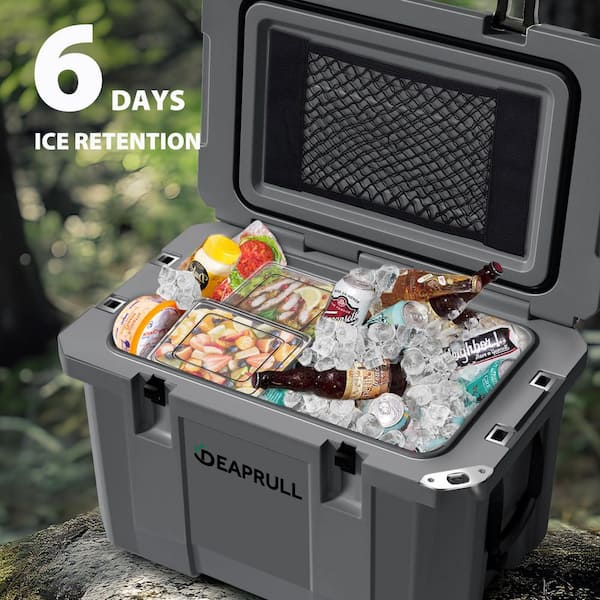 Denjol Gray 60 qt. Portable Chest Cooler with Cup Holders, Nylon