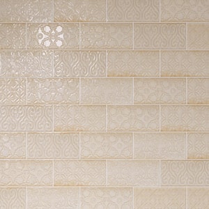 Zurbaran Beige 4.73 in. X 9.45 in. Polished Ceramic Subway Wall Tile (8.07 sq. ft./Case)