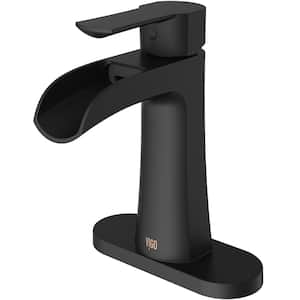 Paloma Single Handle Single-Hole Bathroom Faucet Set with Deck Plate in Matte Black