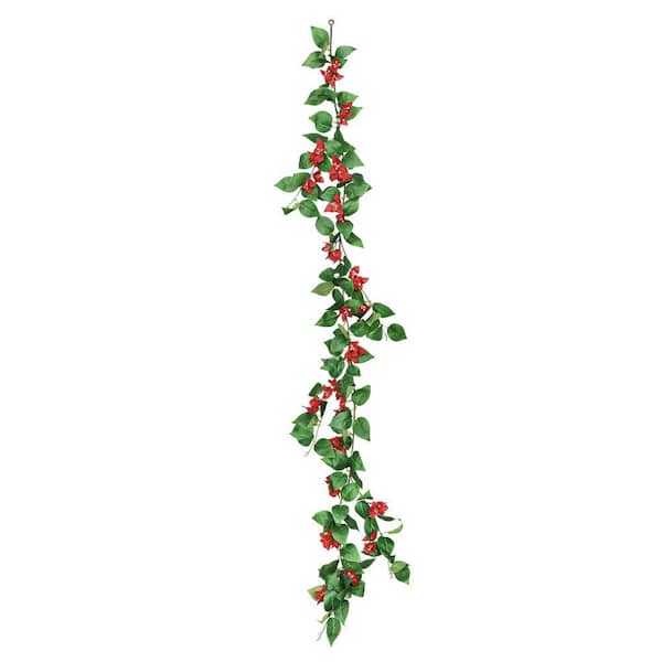 6 ft. Red Artificial Bougainvillea Flower Garland Hanging Vine