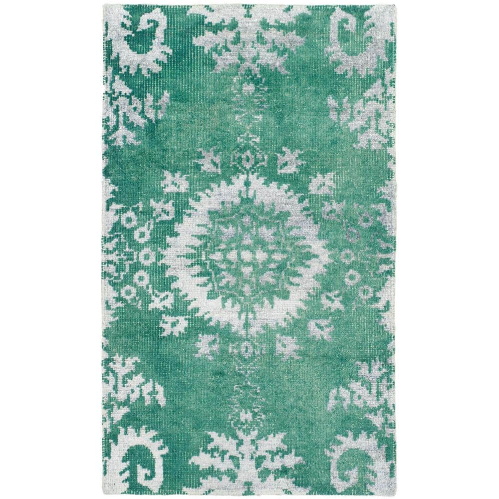 SAFAVIEH Stone Wash Emerald 3 ft. x 5 ft. Floral Area Rug STW235D3
