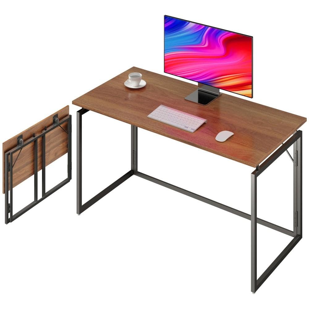 31.5 in. W Brown Metal Folding Computer Desk