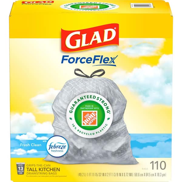 Glad ForceFlex Tall Kitchen Drawstring Trash Bags - 13 CLO78526CT, CLO  78526CT - Office Supply Hut