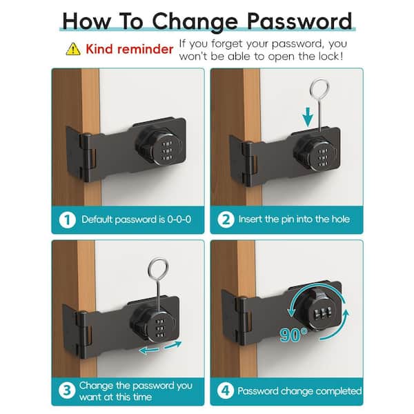 Wudkey 2-Pack Cabinet Password Hasp Lock, Keyless Combination Lock