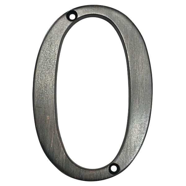 4 in. Aged Bronze Flush Mount House Number 0