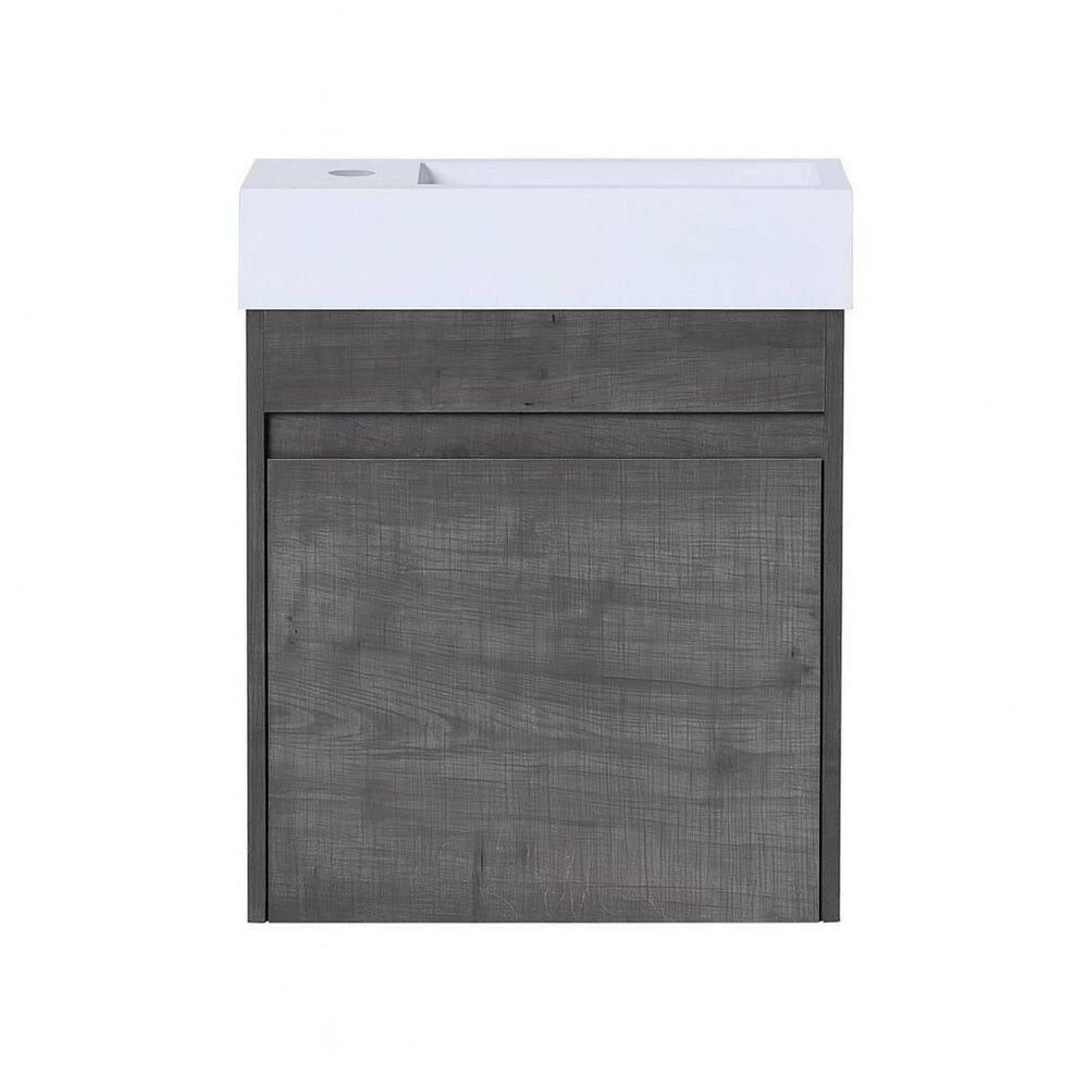 18.11 in. Floating Single Sink Plaid Grey Oak Bath Vanity with White Resin Top price history on PriceWatchPro