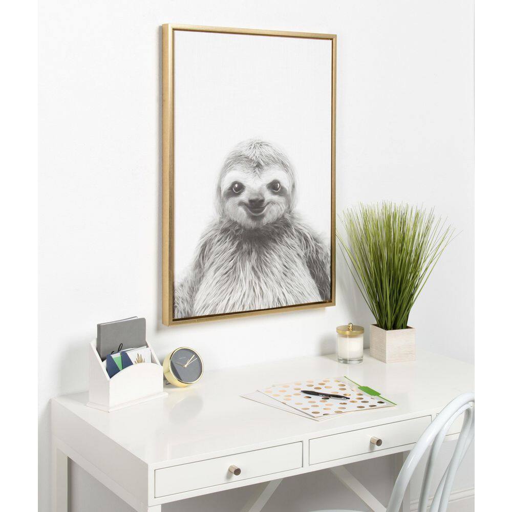 Gold Framed Sloth Canvas Wall Art, 23x33