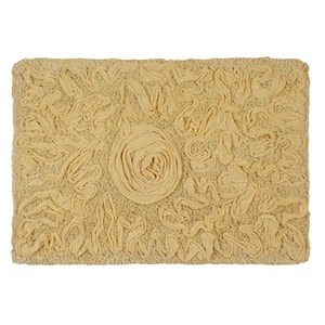 Bell Flower Collection 100% Cotton Tufted Bath Rugs, 17 in. x24 in. Rectangle, Yellow