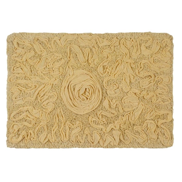 Bell Flower Collection 100% Cotton Tufted Bath Rugs, 17 in. x24 in. Rectangle, Yellow