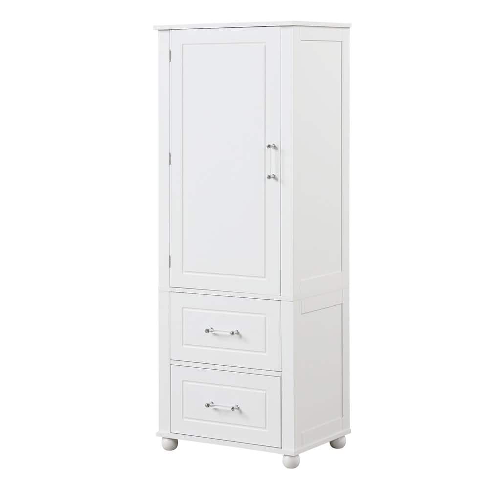 FUNKOL 23 in. W x 15.9 in. D x 61.4 in. H White Tall Bathroom Storage ...
