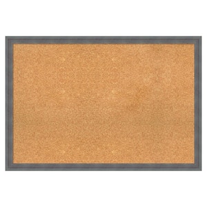 Dixie Grey Rustic Wood Framed Natural Corkboard 38 in. x 26 in. Bulletin Board Memo Board
