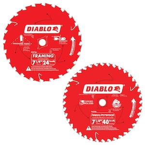 7-1/4 in. x 24-Tooth Tracking Point Framing and 7-1/4 in x 40-Tooth Finish Circular Saw Blades (2-Blades)