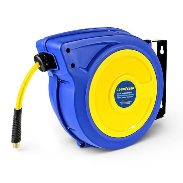 3/8 in. x 50 ft. Slow Retraction Air Hose Reel Hybrid Polymer Hose Red