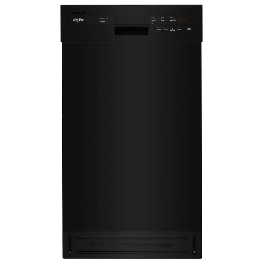 Whirlpool 18 in. Black Front Control Dishwasher with Stainless Steel Tub, 50 dBA