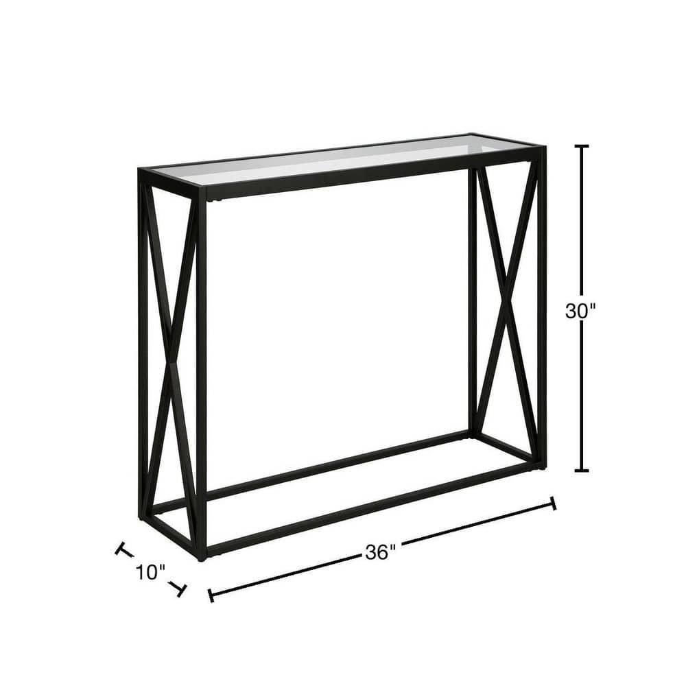 Arlo 30" Blackened Bronze Metal and Glass Console Table with Storage