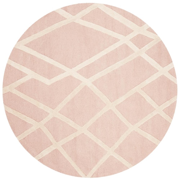 SAFAVIEH Kids Pink/Ivory 5 ft. x 5 ft. Round Geometric Abstract Area Rug