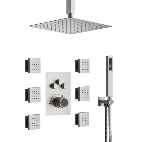 CRANACH 7Spray Patterns Thermostatic Shower System Ceiling Mount