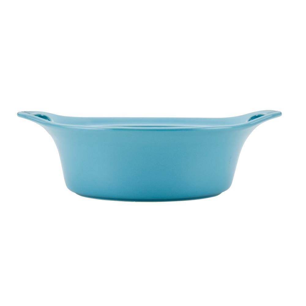 Agave Blue Ceramic Round Casserole Dish Set with Shared Lid