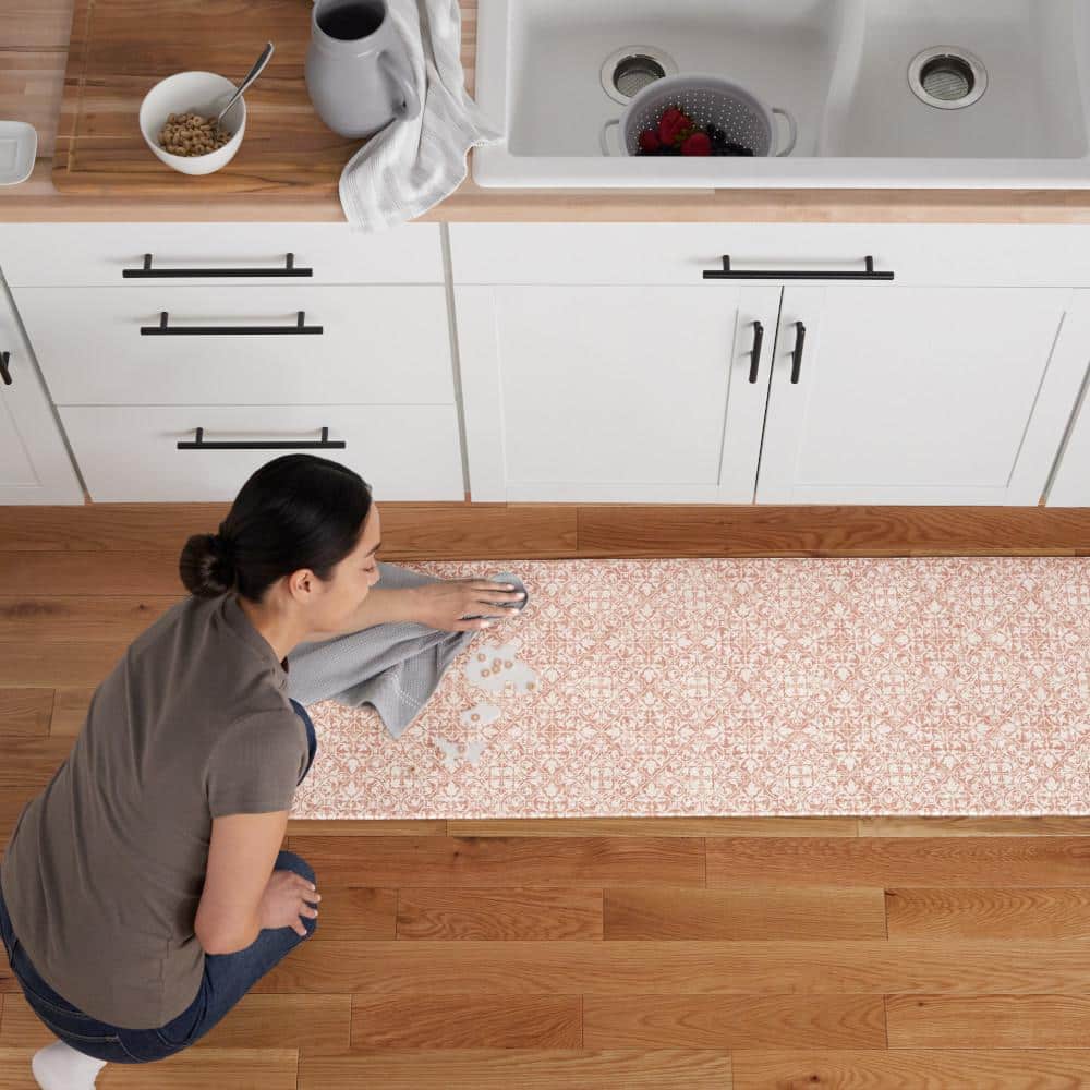 Rust Geometric Memory Foam Anti-Fatigue Runner Mat