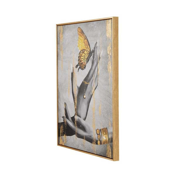 Litton Lane 1-Panel Butterfly Shaded Framed Wall Art with