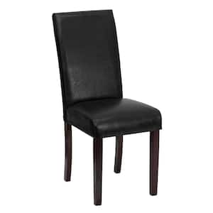 Black Leather Upholstered Parsons Chair
