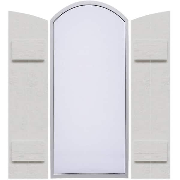 Ekena Millwork Timberthane 10.75 in. W x 51 in. H Joined Two Board Elliptical Arch Top Polyurethane Board and Batten Shutters