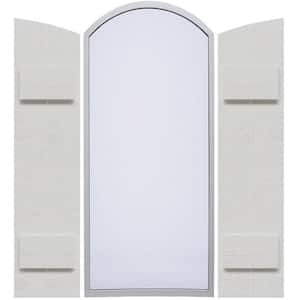 10-3/4 in. x 45 in. Urethane 2-Board Joined Board and Batten Shutters Faux Wood with Elliptical Arch Top Pair in Primed
