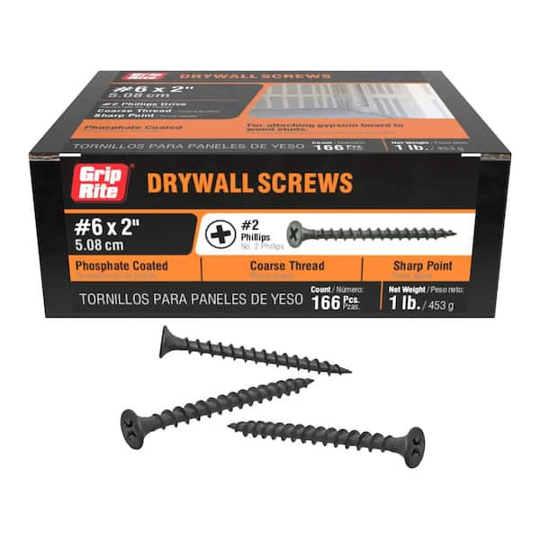 #6 x 2 in. #2 Phillips Bugle Head Coarse Thread Sharp Point Drywall Screws 1 lb. Box