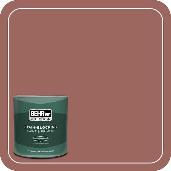 BEHR ULTRA 1 qt. #ECC-34-3 Terra Cotta Sun Extra Durable Semi-Gloss Enamel Interior Paint & Primer