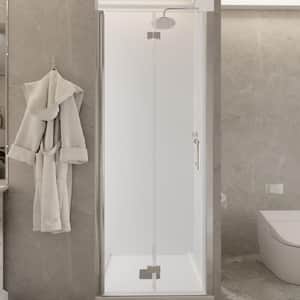 30 to 31-3/8 in. W x 72 in. H Bi-Fold Frameless Shower Doors in Chrome with Clear Glass
