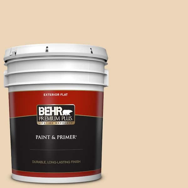 BEHR PREMIUM PLUS 5 gal. #ECC-52-1 Nevada Sand Flat Exterior Paint & Primer