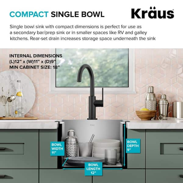 Kraus KWT321-15 15 Workstation Kitchen Bar Sink With Accessories