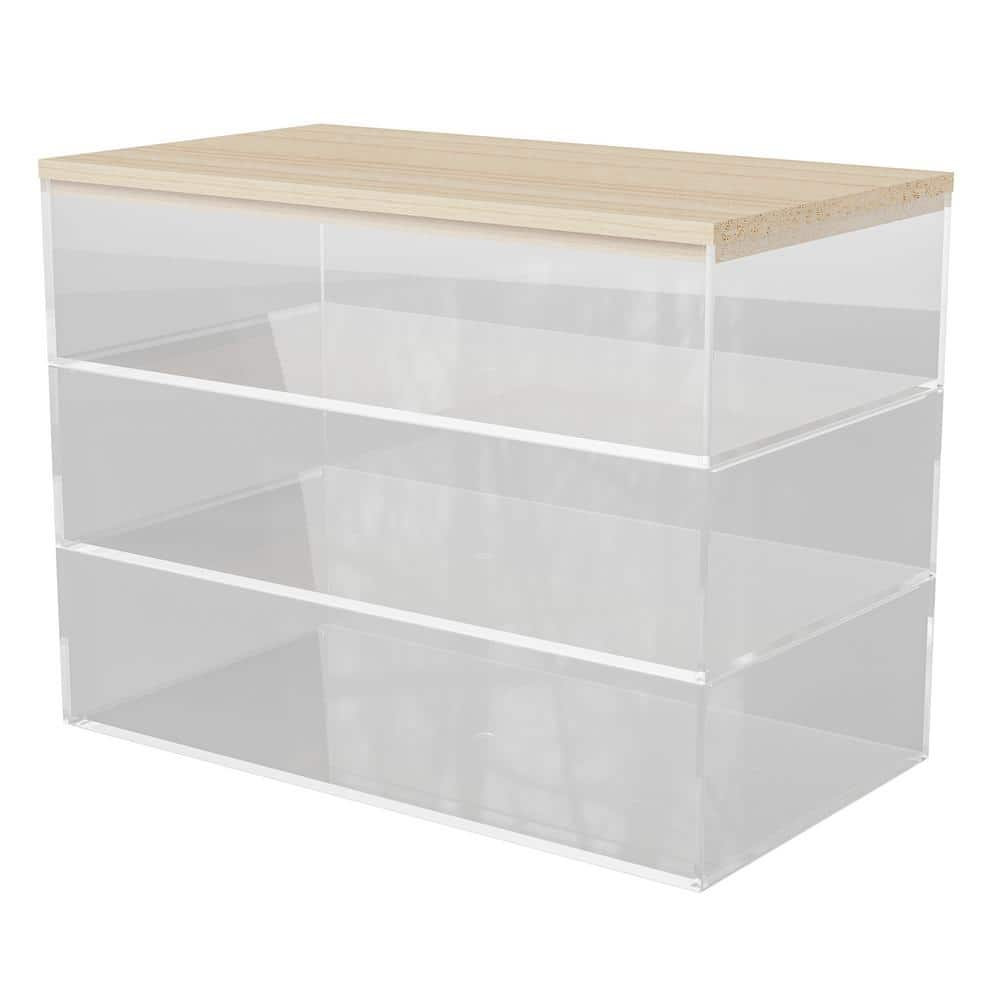 Martha Stewart Plastic Stackable Office Desktop Organizer with 2 Pullout Drawers Clear