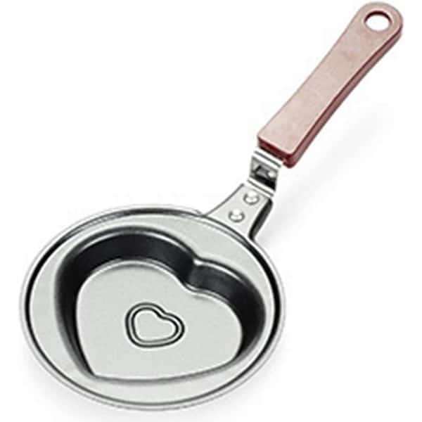 Omelette Pans 1-Piece Black Iron Heart Shape Nonstick Mini Frying Pan for Eggs Cakes Breads Induction