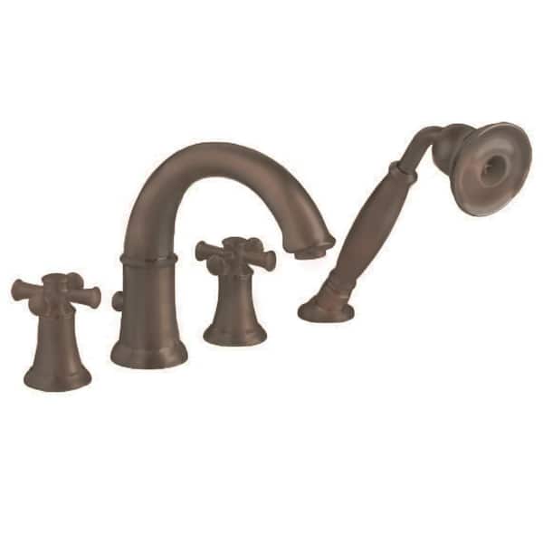 American Standard Portsmouth Cross 2-Handle Deck-Mount Roman Tub Faucet with Hand Shower in Oil Rubbed Bronze