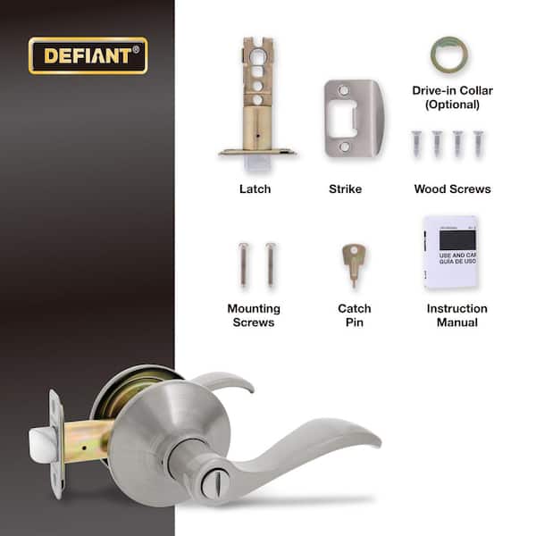 Defiant Naples Satin Nickel Bed/Bath Door Handle Contractor Pack