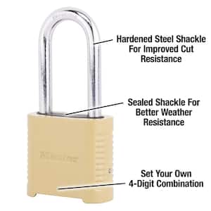Outdoor Combination Lock, 1-1/2 in. Shackle, Resettable, 2 Pack