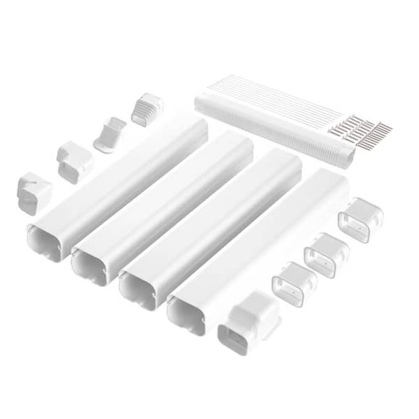Mini Split Line Set Cover 3 in. W 17.6 ft. L, PVC Pipe Line Cover with 4-Straight Ducts and Full Components, 2025 Update