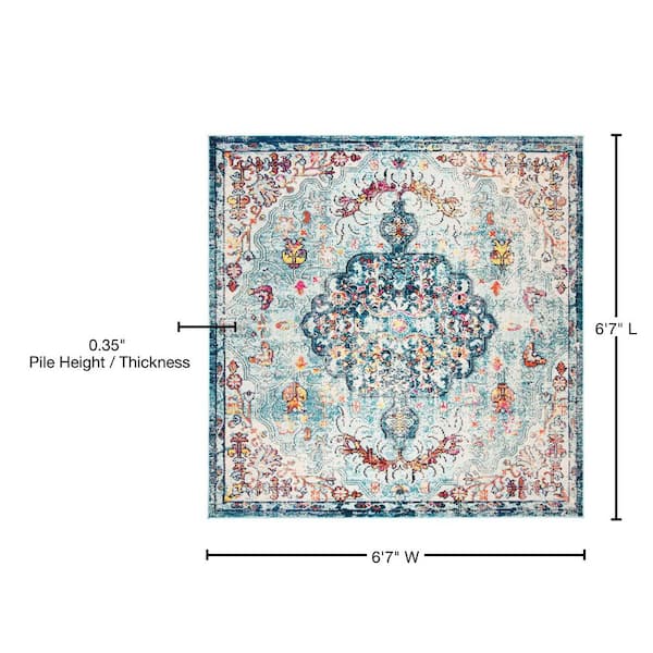 SAFAVIEH Madison Navy/Light Blue 7 ft. x 7 ft. Square Border