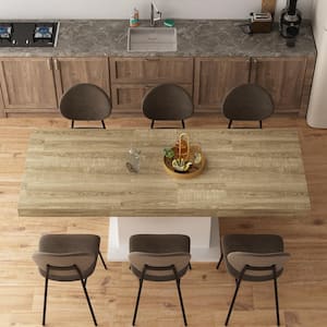 The Modern Concise Style White Wooden 63 in.-78.7 in. Width Rectangle Pedestal Base Dining Table for 6 Seat at Least