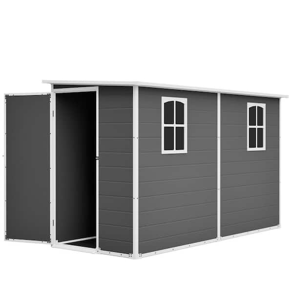 4 ft. W x 10 ft. D Resin Outdoor Storage Shed with Lockable Door Tool Storage for Garden (41 sq. ft.)
