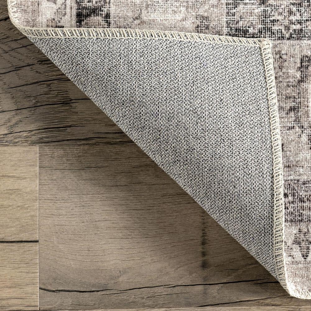 Davi Gray 6' x 9' Machine Washable Synthetic Area Rug