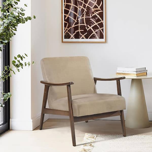 Lazzara Ollen Light Brown Velvet Arm Chair 1230BR-1 - The Home Depot