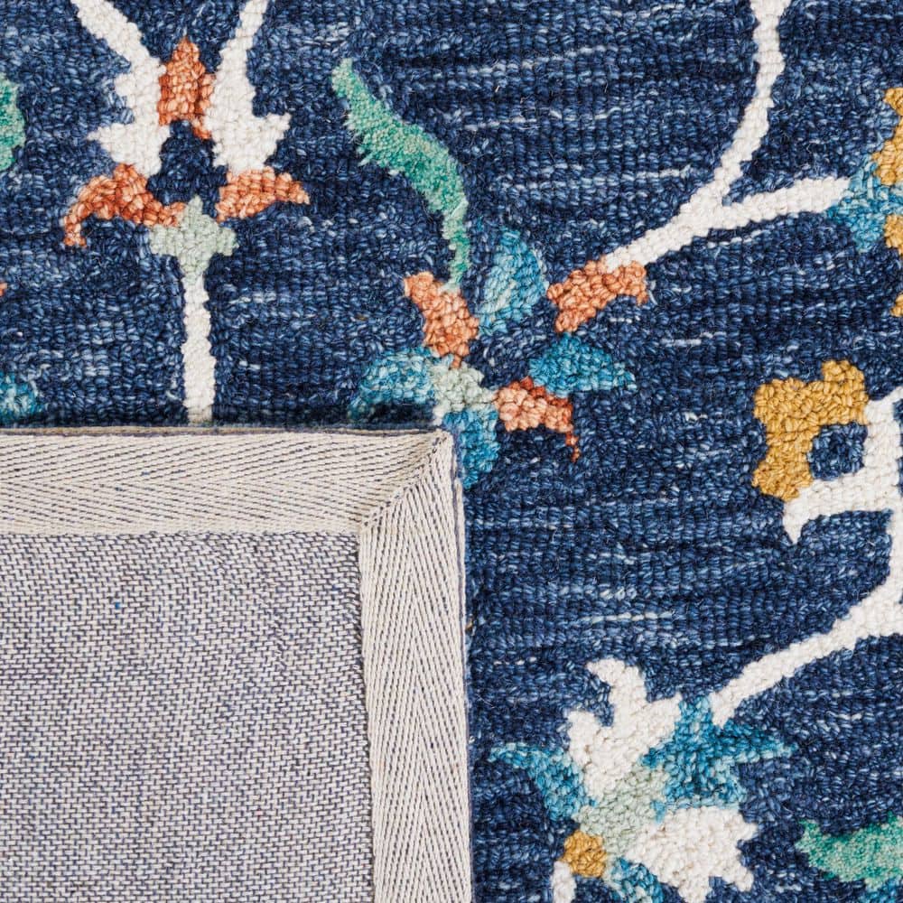 Ivory and Blue Handmade Tufted Wool Area Rug, 8' x 10'