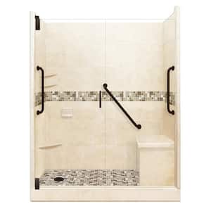 Tuscany Freedom Grand Hinged 32 in. x 60 in. x 80 in. Left Drain Alcove Shower Kit in Desert Sand and Old Bronze